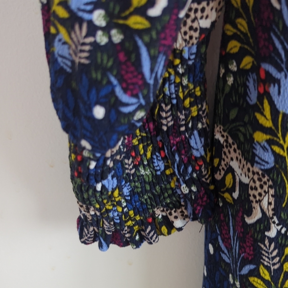 Boden Navy Cheetah Animal Print Shirtdress Maxi Length 8 - Picture 7 of 9